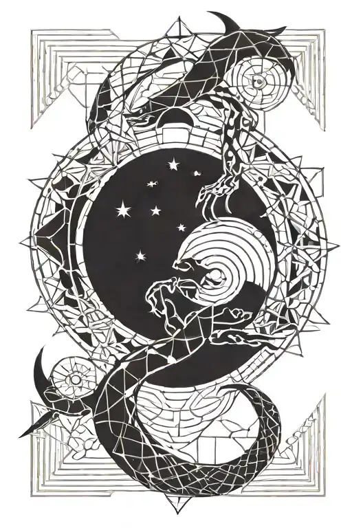 Scorpio And Crescent Moon With Randoom Shining Star
