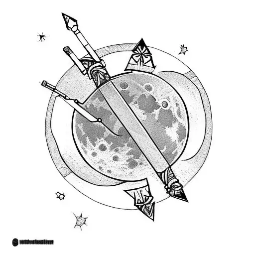 Bow And Arrow Shooting At The Moon