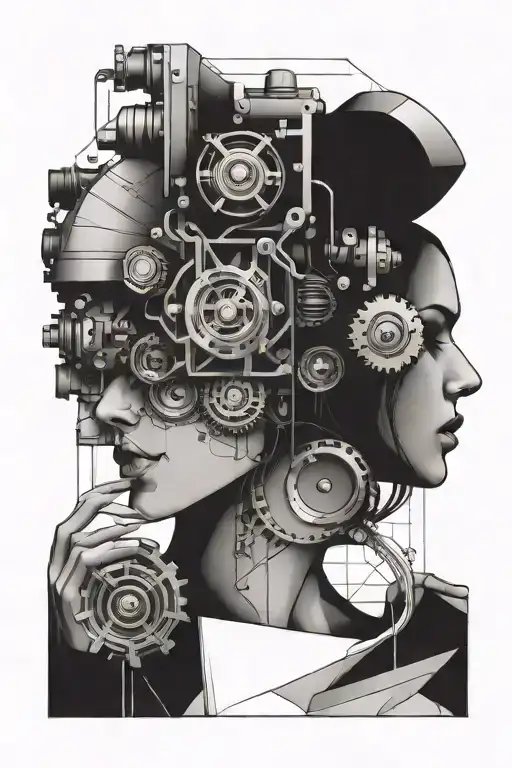 V8 Engine Drawing Woman Reading Book