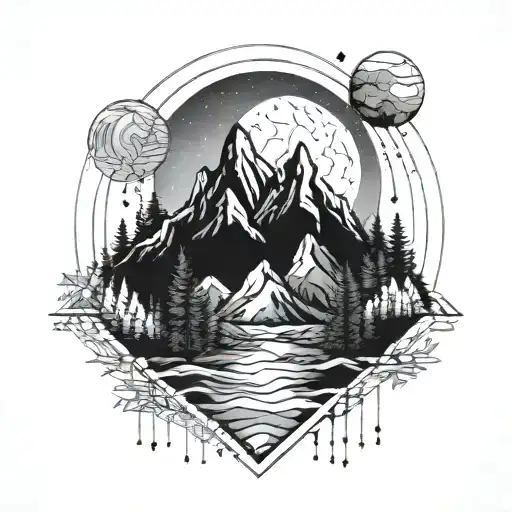 Mountain Moon Nature Scene