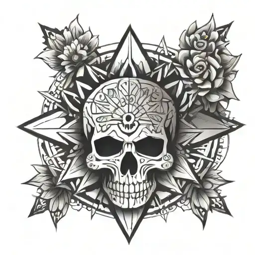 Mandala With Skull In Half