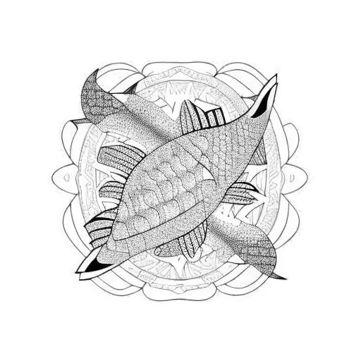 Tribal Koi And Turtle