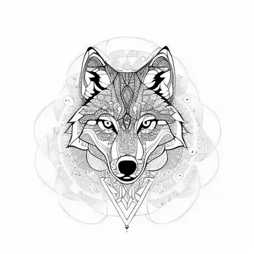 A Wolf Made Up Of Intricate Geometric Patterns