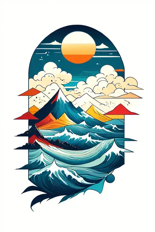 Sun Mountains Ocean Clouds