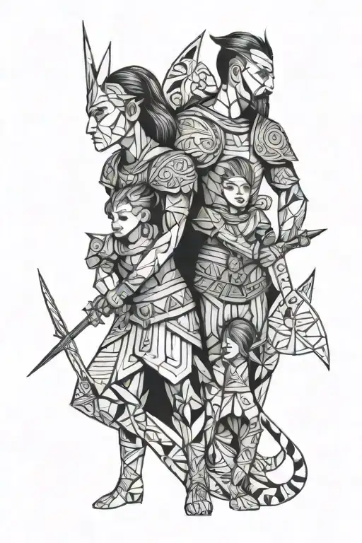 Warrior Holding 6 Years Old Boy And 3 Years Old Daughter