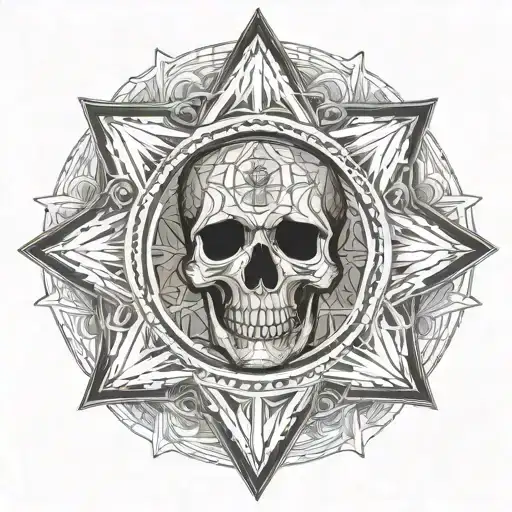 Sacred Geometry Mandala With Skull In The Middle