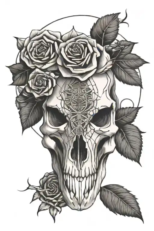 Buffalo Skull Rose And Writing