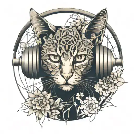 Flower Of Life With Cat Wearing Headphones