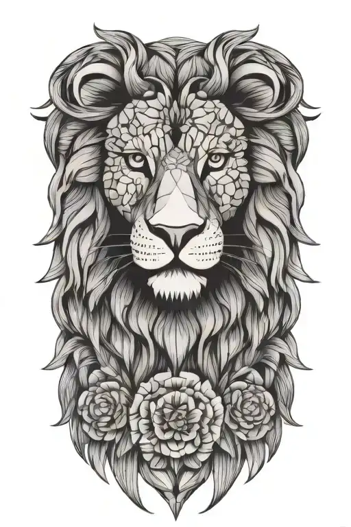 Stoicism Lion And Owl And Scales And Flower