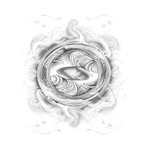 A Semicolon Formed By Flames And Water Waves