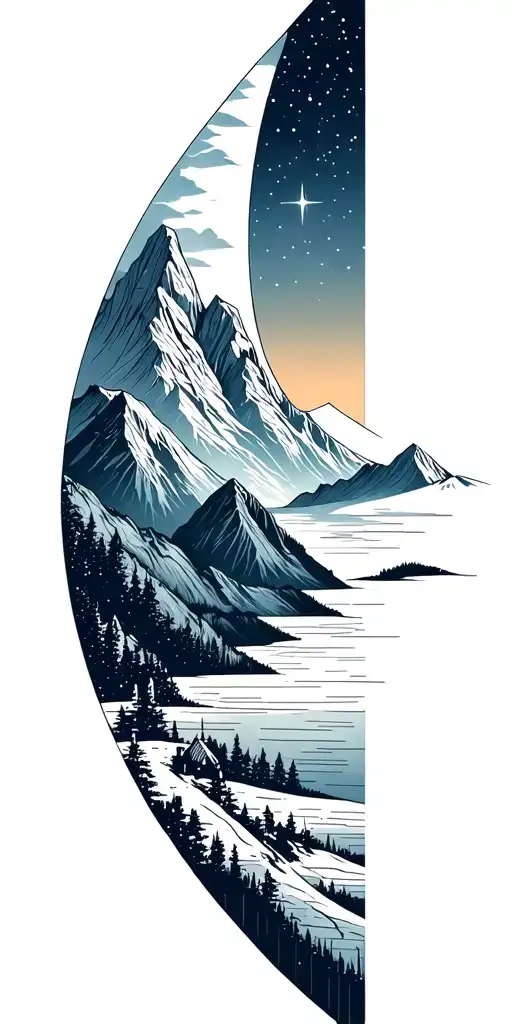 Highwald With Mountain Landscape In The Background And Starry Sky