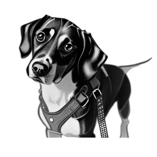 A Dog Wearing A Harness