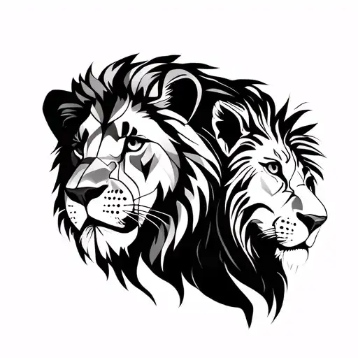A Lion Behind A Lioness Symbolizing Strength
