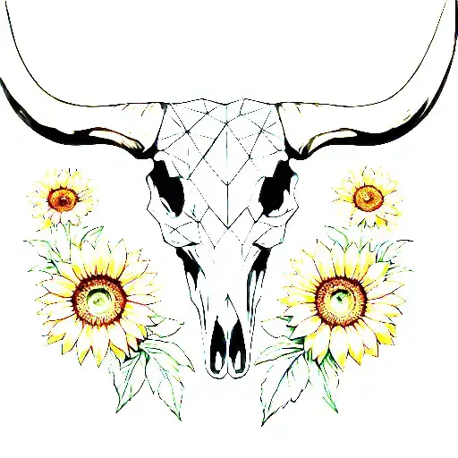 Longhorn Skull And Sunflowers Wrapped