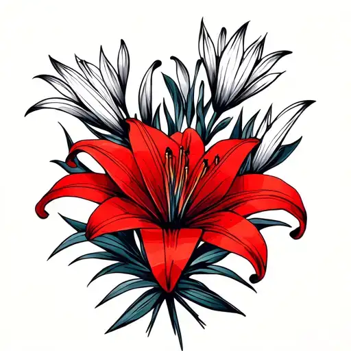 Red Lily Flower Bouquet