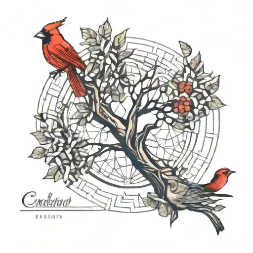 Tree Of Life With Cardinal Bird