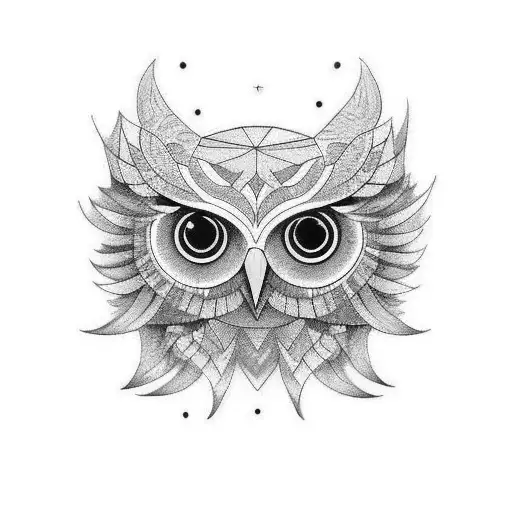 Owl With Color From Inside To Ooutside Starting With Yellow