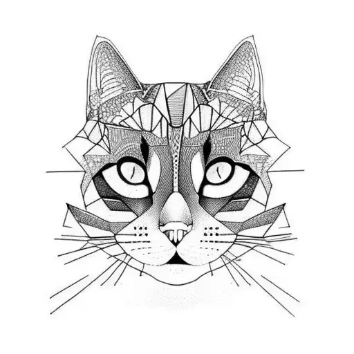 Geometric Cat With Detailed Eyes