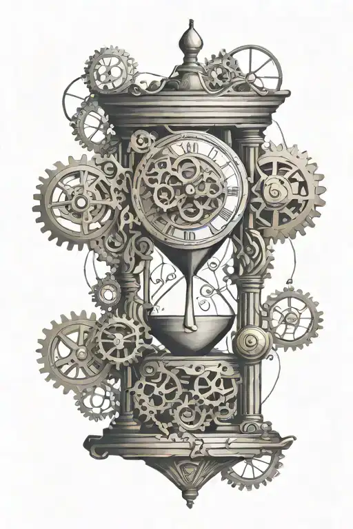 Hourglass And Clock Gears Intertwined