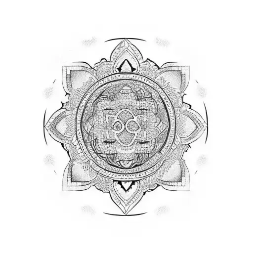 Buddha With A Jam Jar In Mandala Style