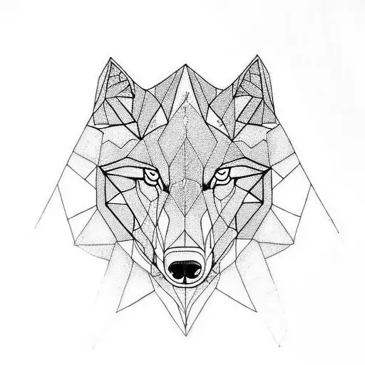 Side Face Wolf With Geometric Patterns And Numbers