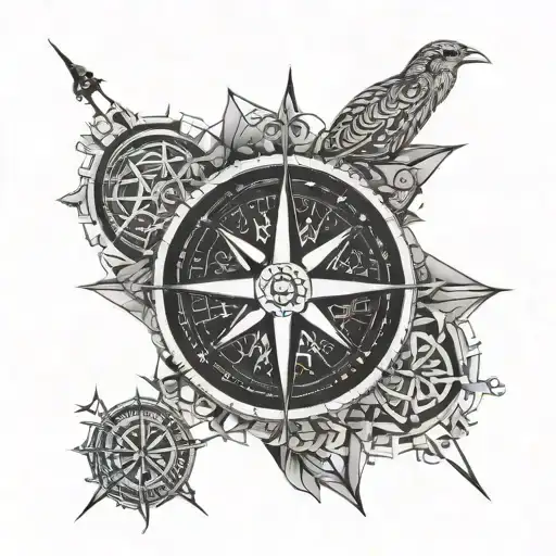 Compass With Around Arabic Text 'To God We Belong And To God We Return'