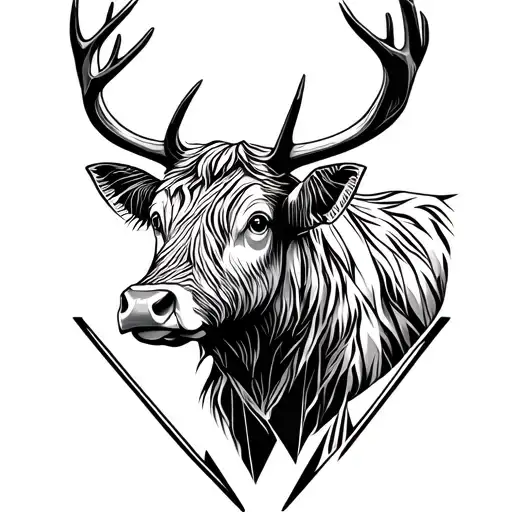 Stag And Highland Cow