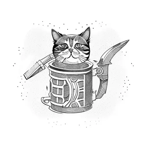 A Cat Warrior Wielding A Coffee Mug As A Weapon