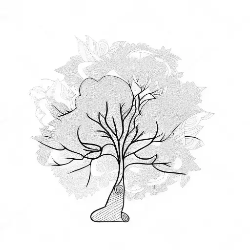 Abstract Tree And Flowers