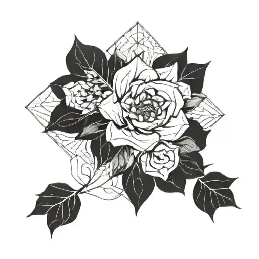 Floral Black Work Tattoo Back