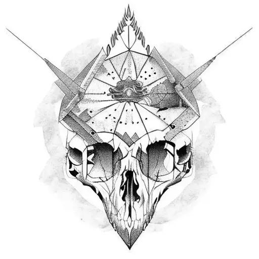 Raven And Rat Skull With Daggers