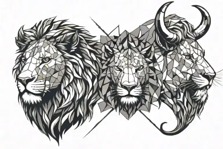 Lion Head With Bull Head