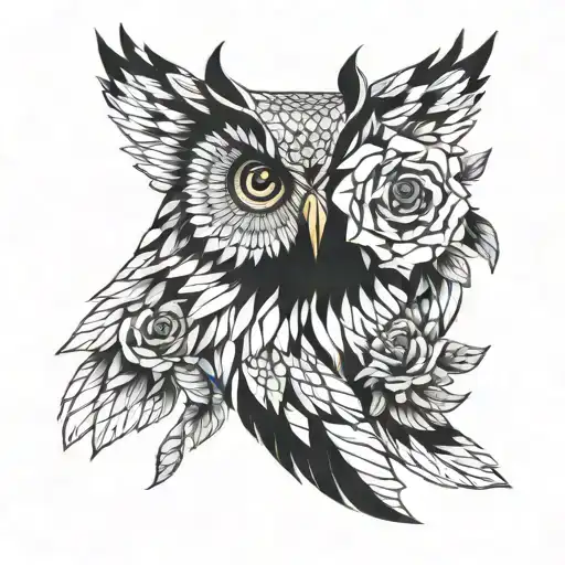Roses Wolf Owl Flying