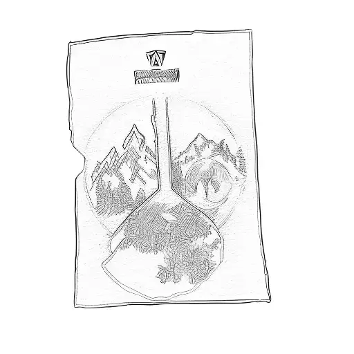 A Drawing Of A Mountain And A Peace Sign