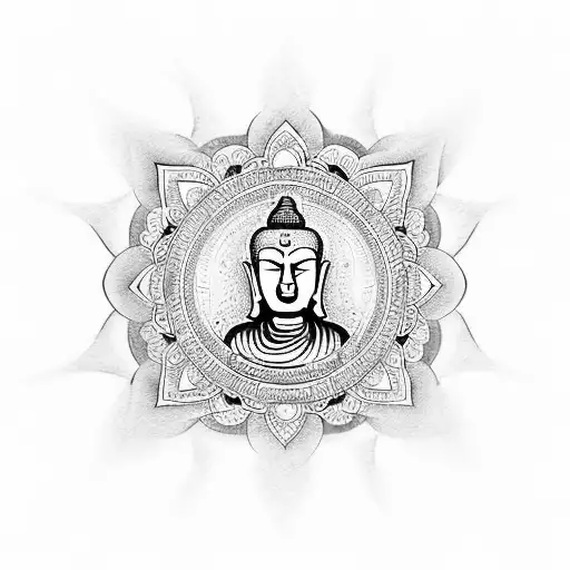 Meditating Buddha Over 7 Chakras Mandala