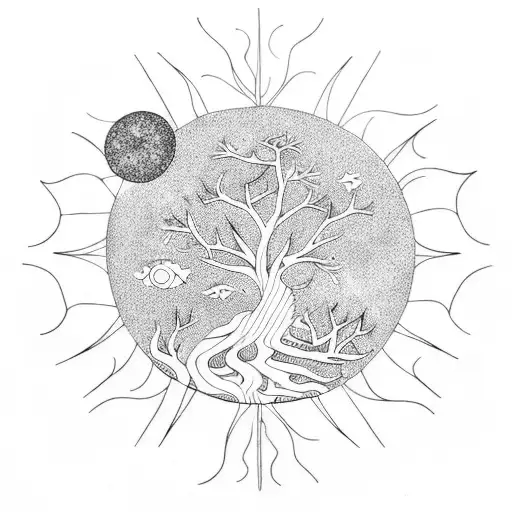 Moon Sun Sea Tree