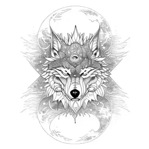 Moon Wolf Sun Sea Tree