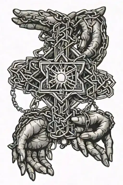 Hands Holding Star Of Life Wrapped In Chains Wrapped