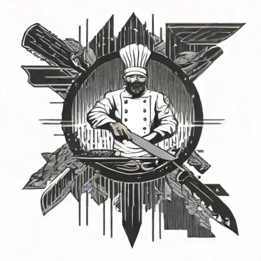 Chef Knife Surrounded By Rain