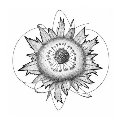 Horizontal Scottish Thistle With Ribbon Wrapped Around For 2 Names