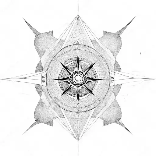 Moon Hummingbird Architecture Geometric Compass