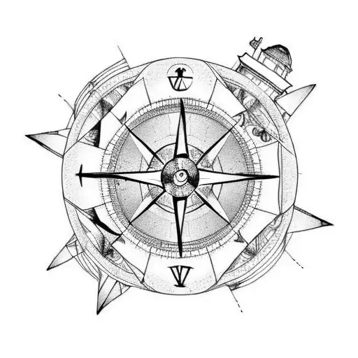 Broken Compass And Lighthouse