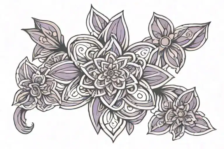 Lilac Flower And Mother Daughter Infinity Sign Intertwined