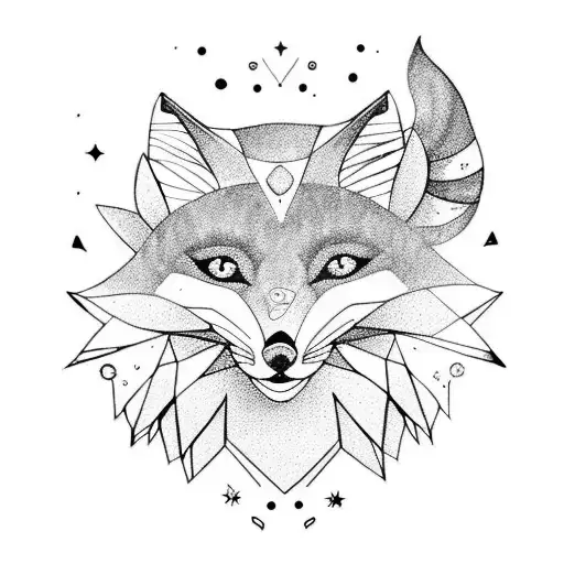 Mystical Fox Surrounded By Celestial Elements