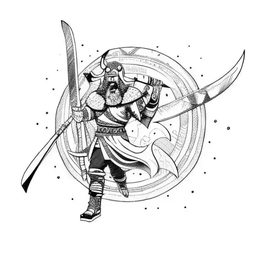 A Fierce Viking Warrior Riding A Motorcycle Through A Snow-covered Mountain Range