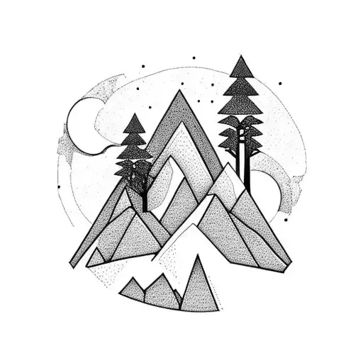 A Minimalist Silhouette Of A Hiker On A Mountain Peak