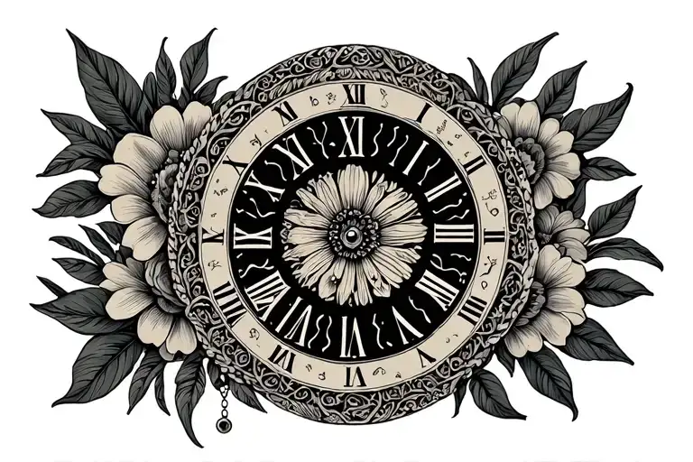 Roman Numerals With Floral Pattern And Rosary Beads