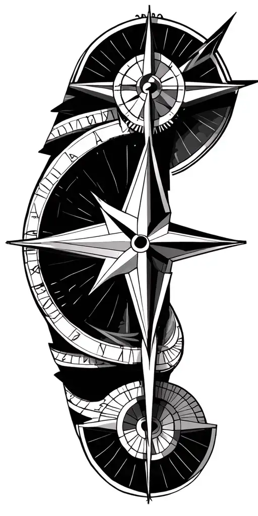 Nautical Star With Compass