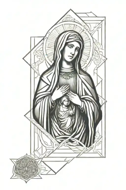 Icon Of The Virgin Mary In A Rectangle
