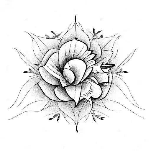 Flowers With Hummingbird